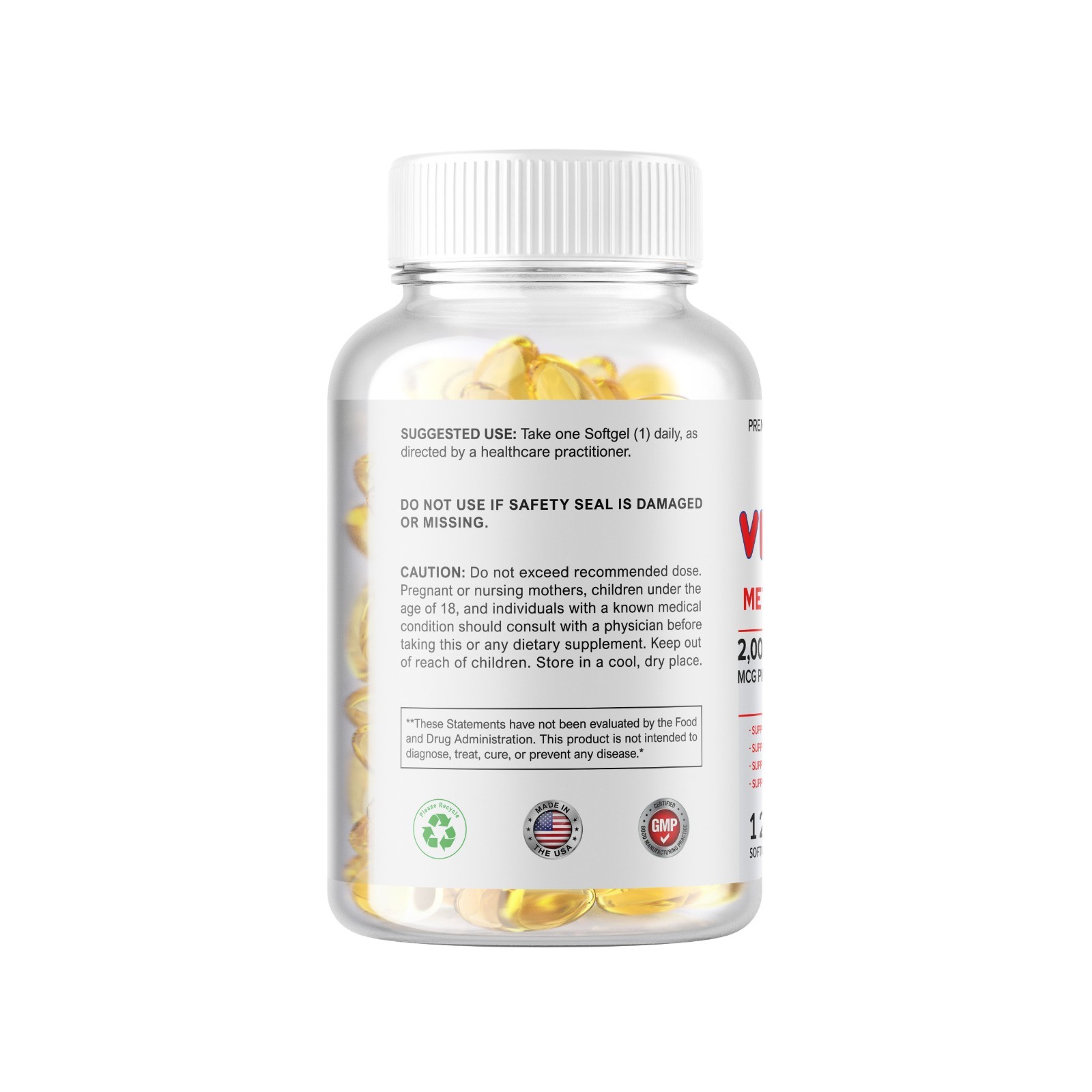 Vitamin B12 2000mcg Methylcobalamin – 240 Softgels Vegetarian USA MADE