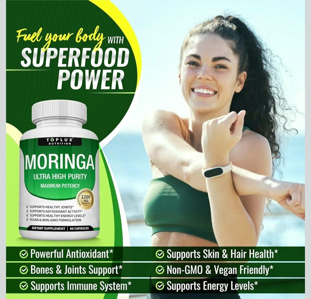 Toplux Nutrition Moringa Ultra High Purity Maximum Potency 1200mg 90 Capsules