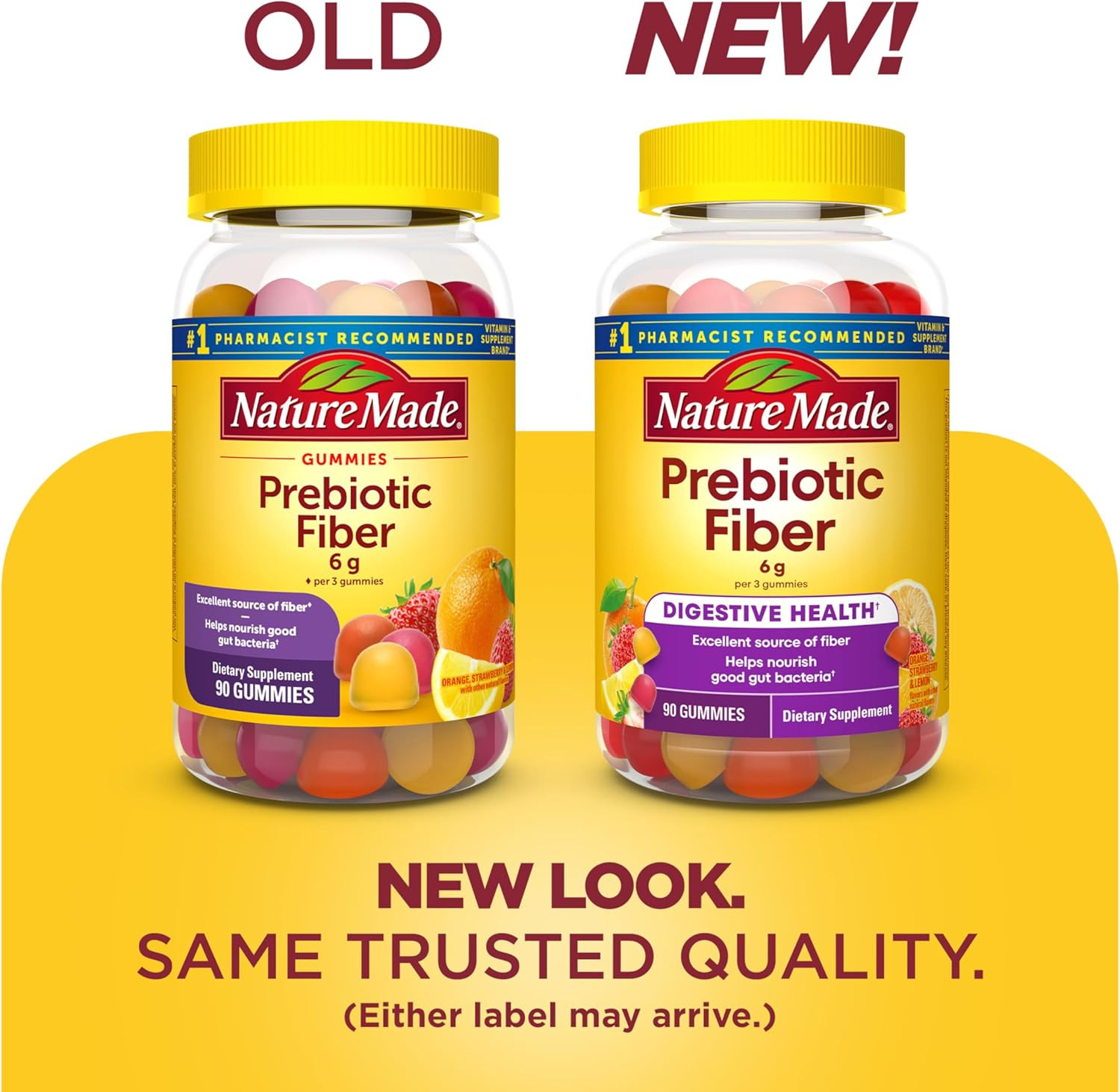Nature Made Prebiotic Fiber Gummies Digestive System Support Adults Kids 90ct