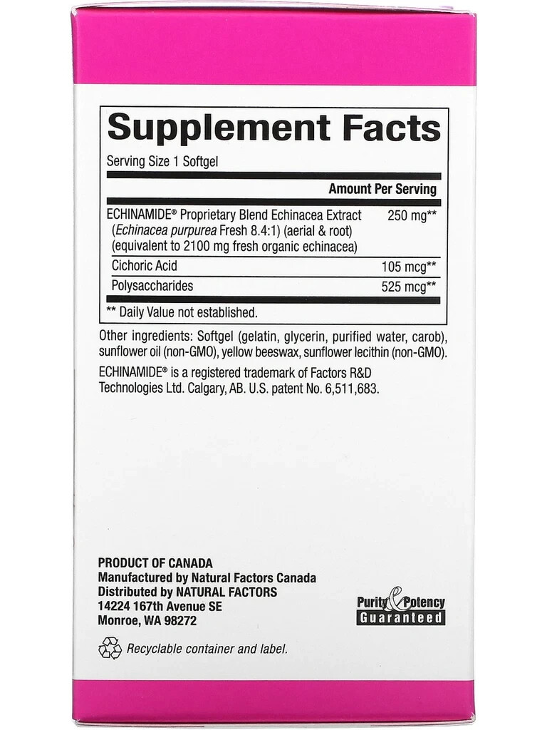 Natural Factors Echinamide 60 softgels