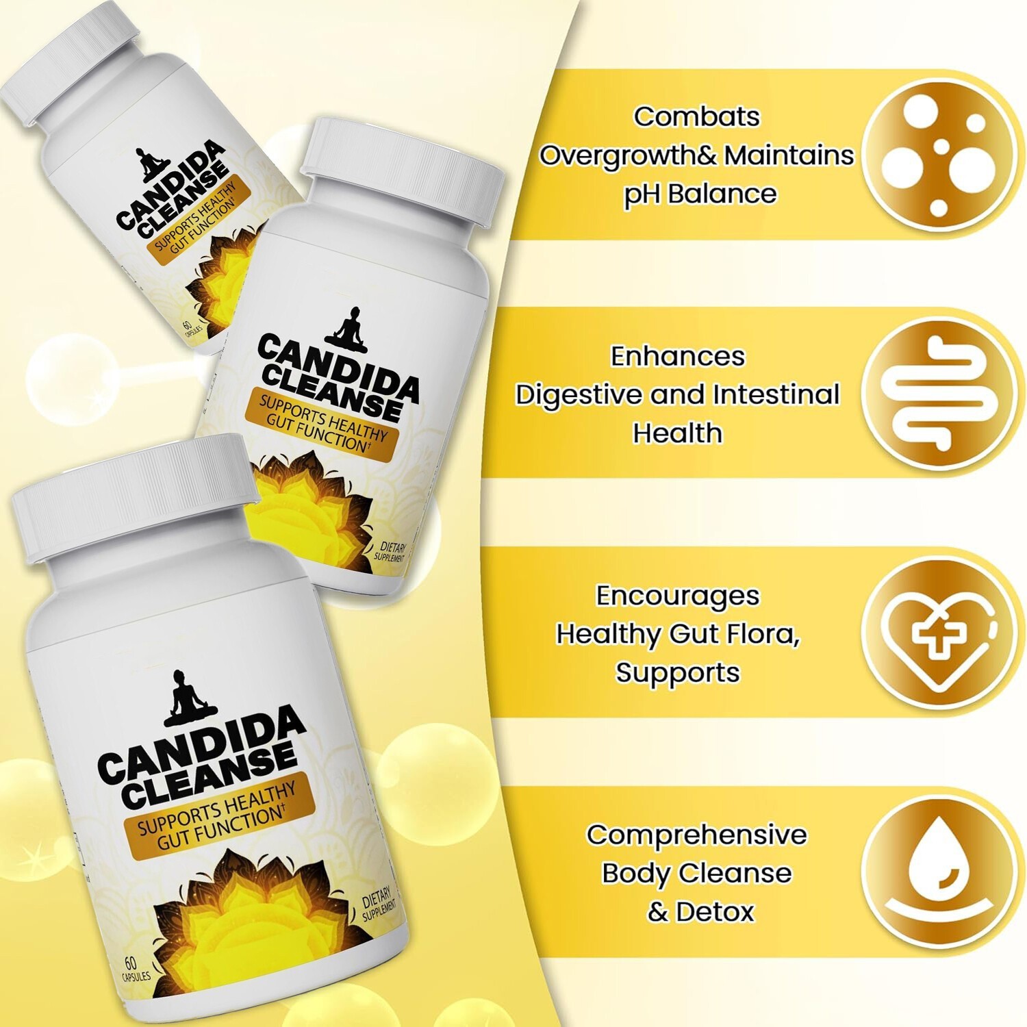 Candida Cleanser 60 Capsules – Natural Herbs – Gut Health – Detox & Vitality+