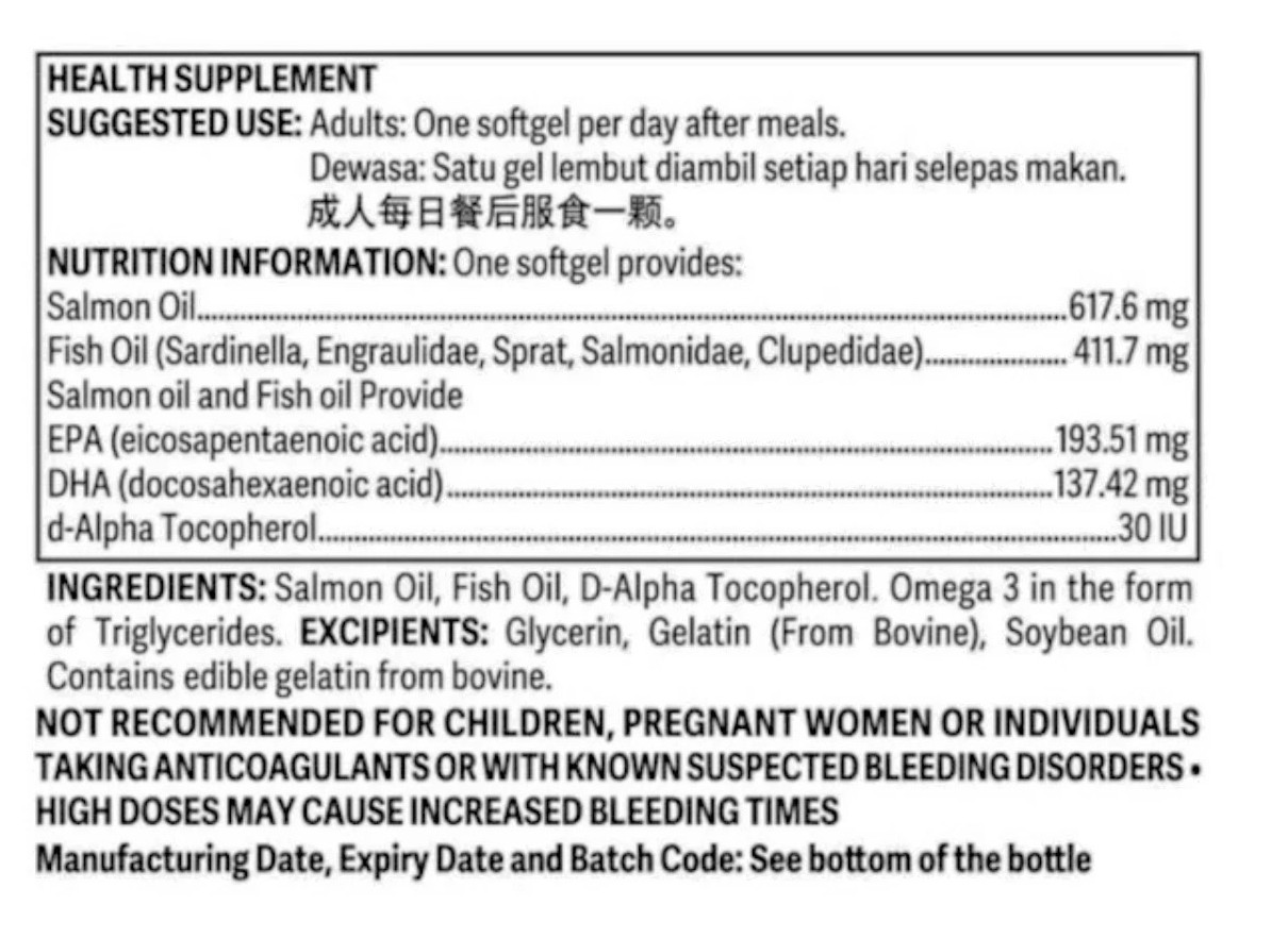 Nutrilite Salmon Omega Complex EPA & DHA 60 ct Softgels/Salmon oil