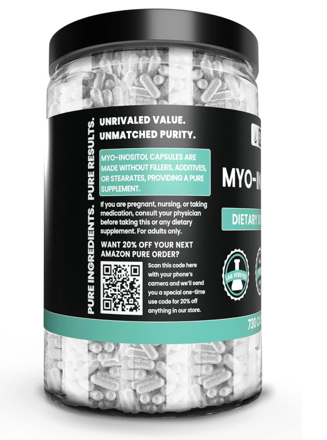 Pure Original Ingredients MyoInositol 730 Capsules No Magnesium Rice Exp 12/26