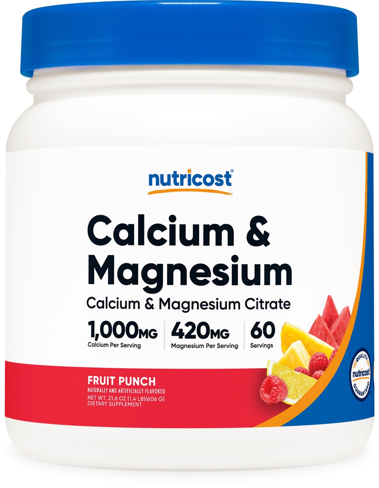 Nutricost Calcium Magnesium Powder (Fruit Punch, 60 Servings) – Non-GMO