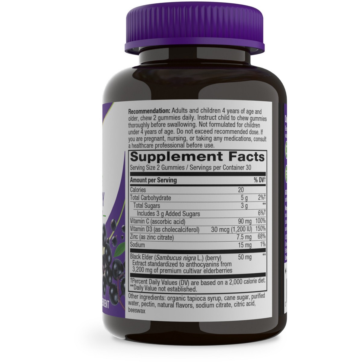 Sambucus Elderberry Immune Gummies with Vitamin C, Vitamin D3 and Zinc – 60ct