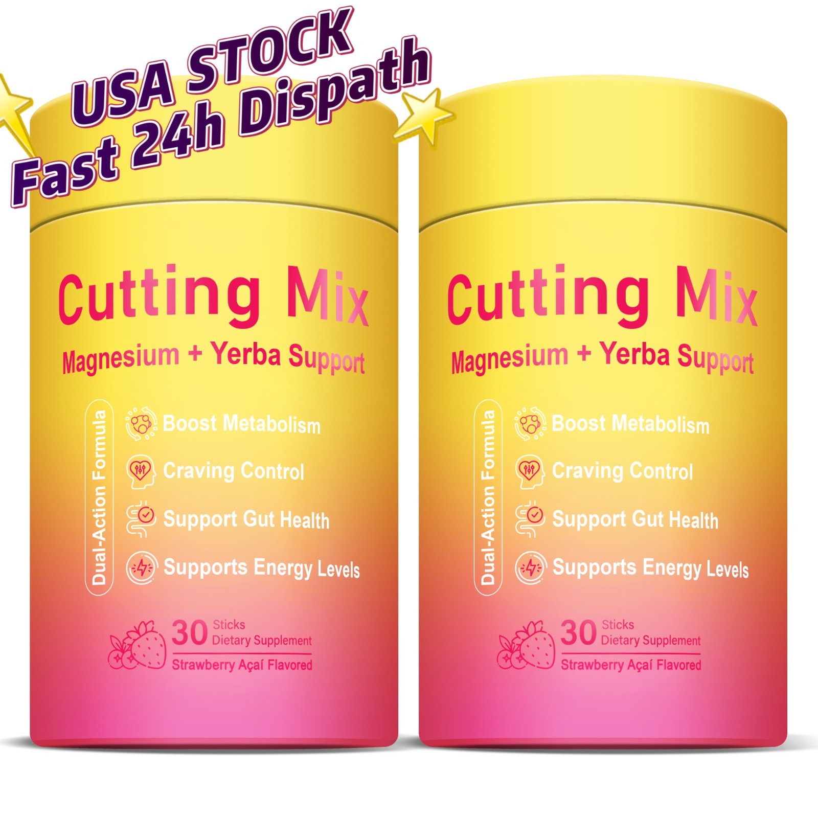 2 Pack LeeFar Cutting Drink Mix，Craving Control & Gut Health, 30 Sticks/Can