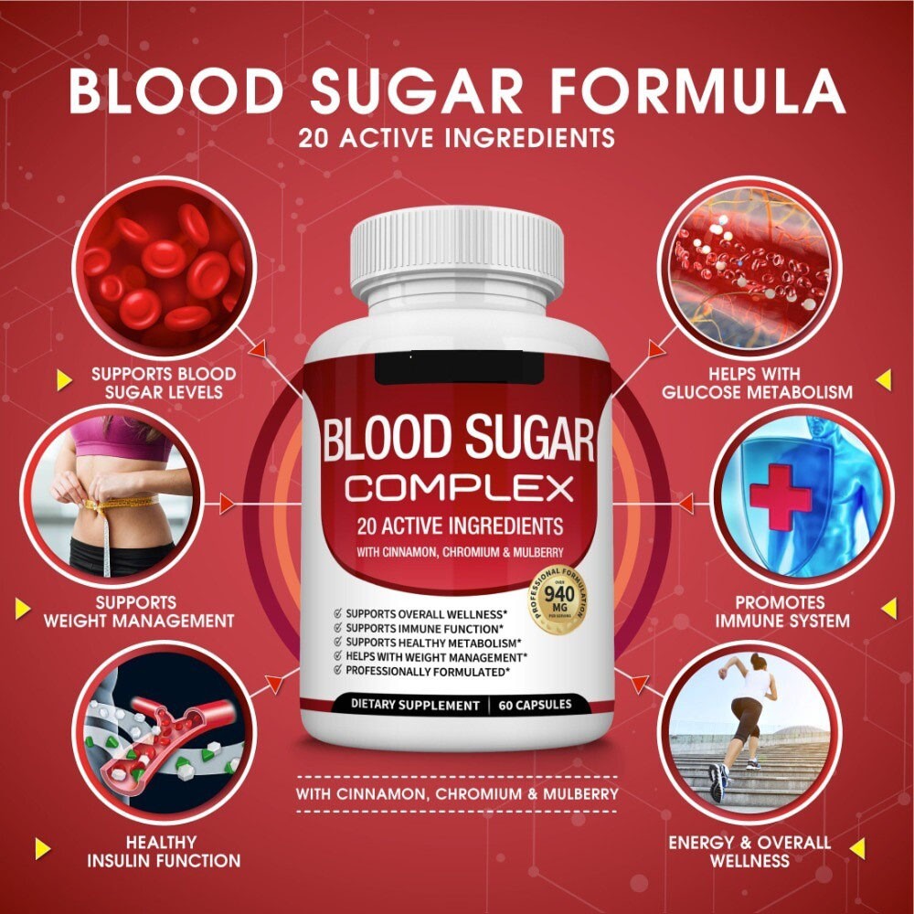 5/3bottles Blood Sugar Complex w/ Cinnamon, Chromium & Mulberry 60 Capsules