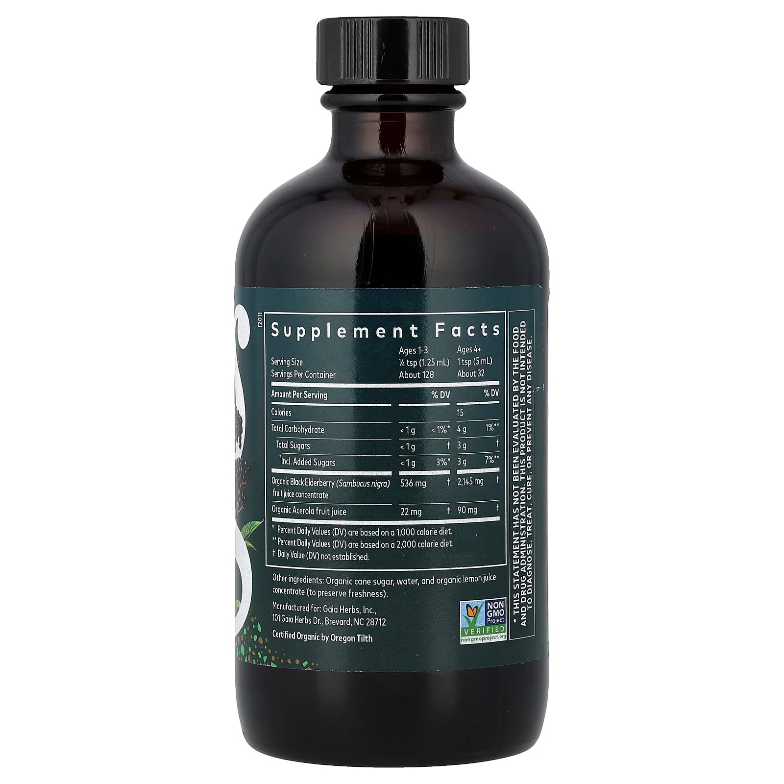 2 X Gaia Herbs, Black Elderberry Syrup, 5.4 fl oz (160 ml)