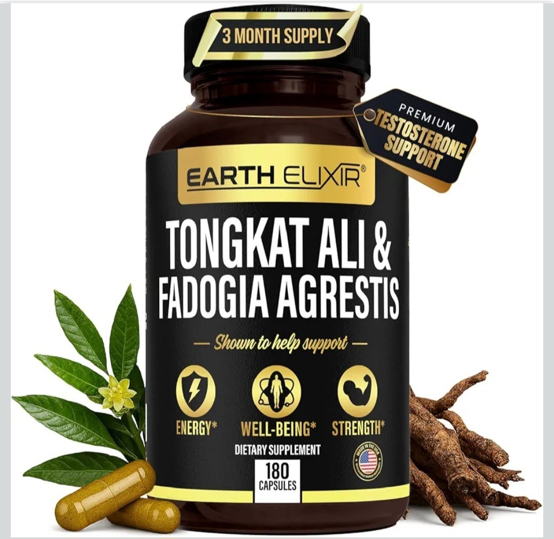 Earth Elixir Fadogia Agrestis Tong Kat for Men – Made in USA – 180 Capsules