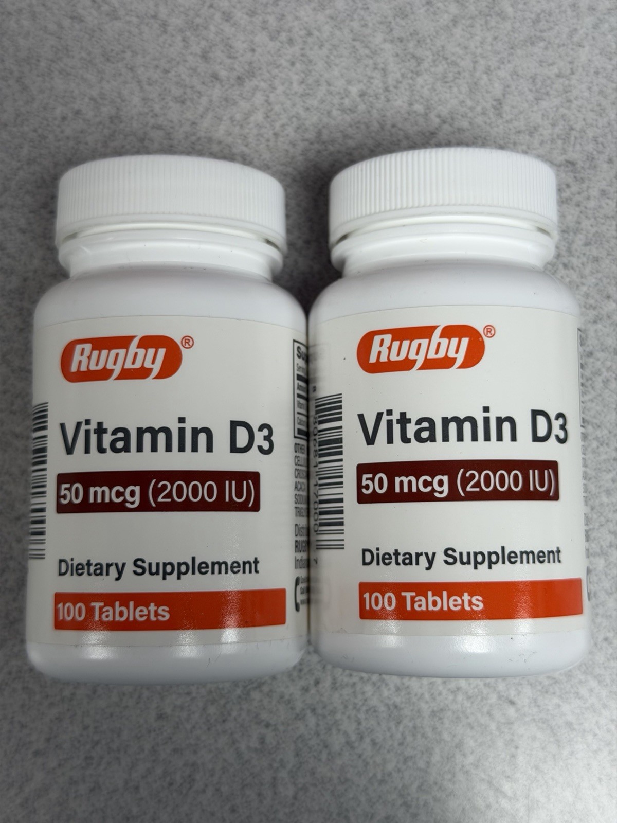 Rugby Vitamin D3 50 mcg 2000 IU, Tablet Dietary Supplement Daily Vitamin D, 200