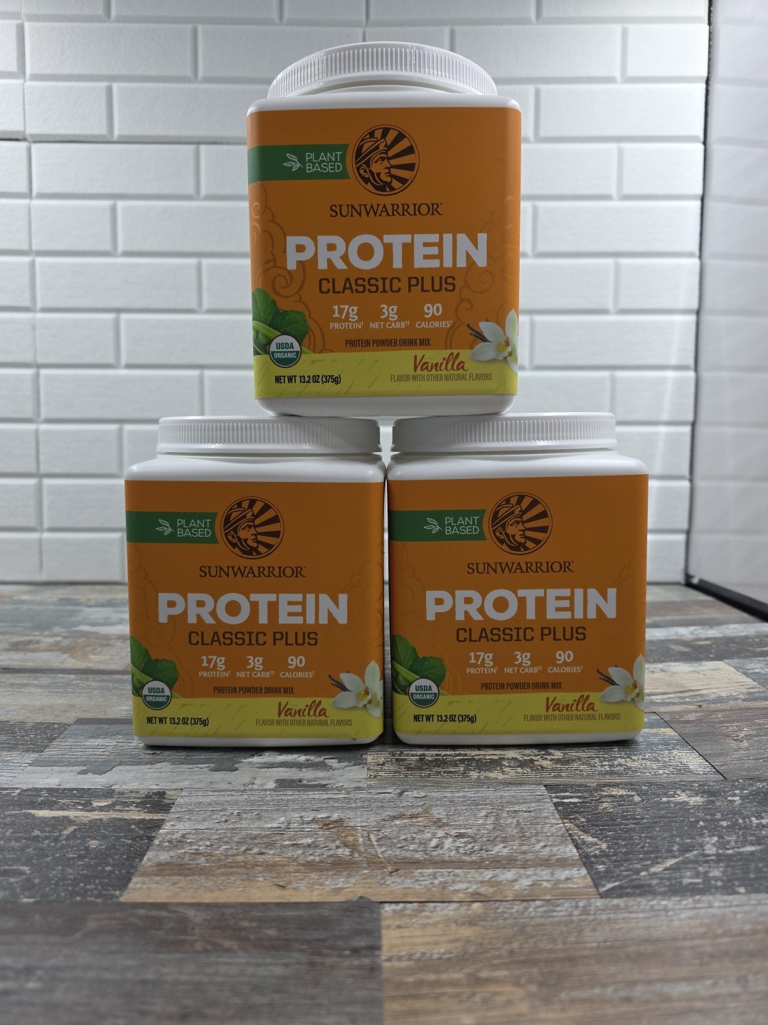 3 X Sunwarrior, Protein Classic Plus, Plant Based, Vanilla, 13.2 oz (375 g)