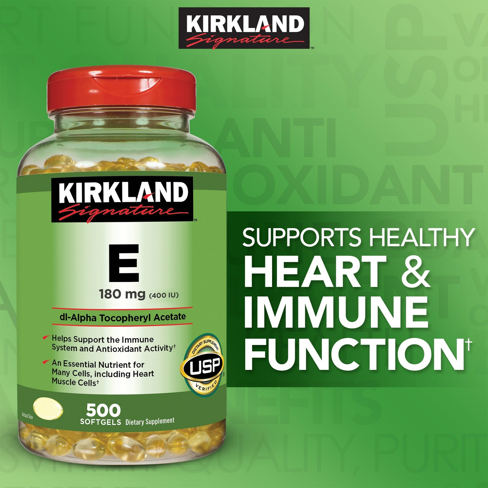 Kirkland Signature Vitamin E 180 mg. 500 Softgels
