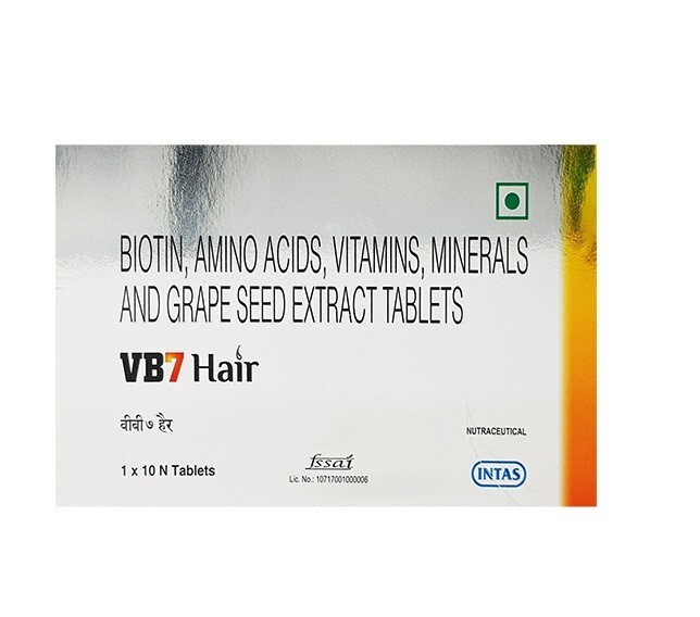 VB7 Hair (30 Tablets) with Biotin Minimize Hair fall, Reverse Greying of Hair