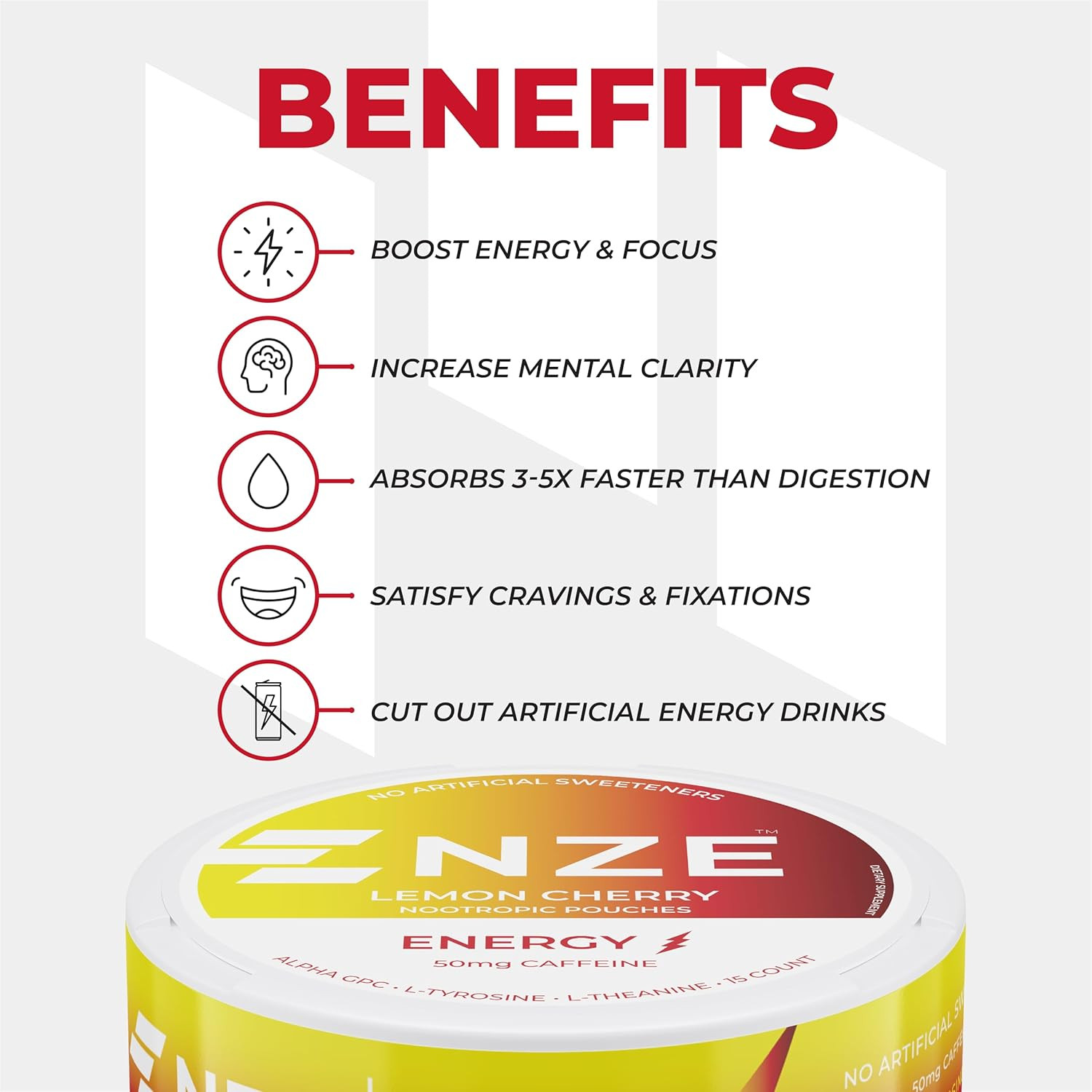 Caffeine Nootropic Pouches (Variety Pack) – Energy Pouches with 50mg Caffeine, A