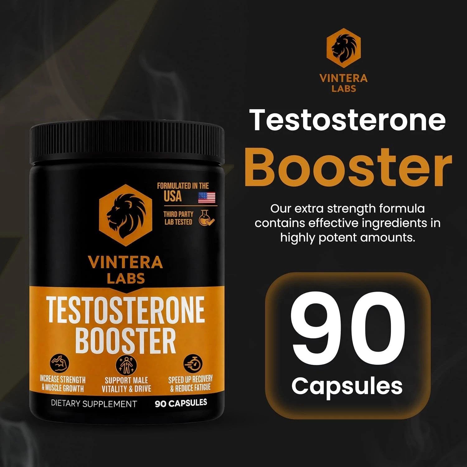 Testosterone Booster for Men T-BOOSTER Enhance Muscle Size Energy 3RD PARTY TEST