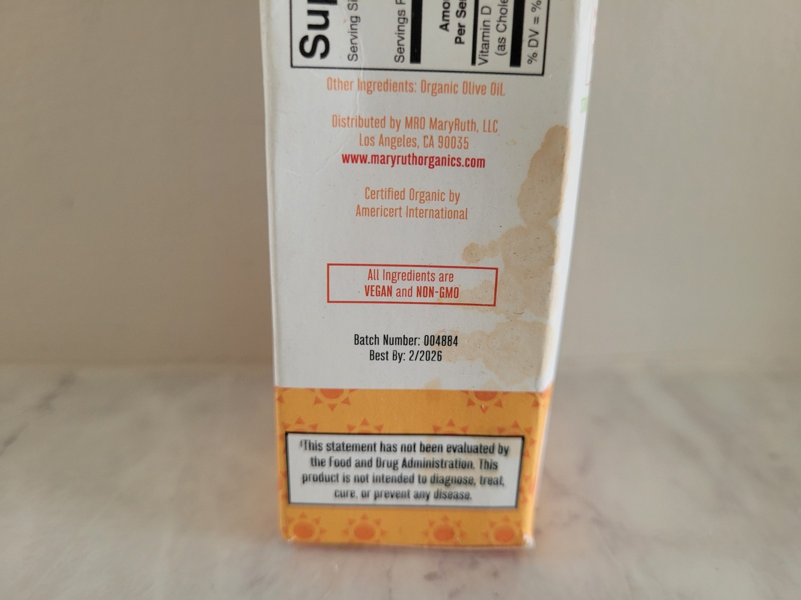 Mary Ruths Infant & Toddler VITAMIN D3 Organic Liquid Drops Unflavored 0.5 fl oz