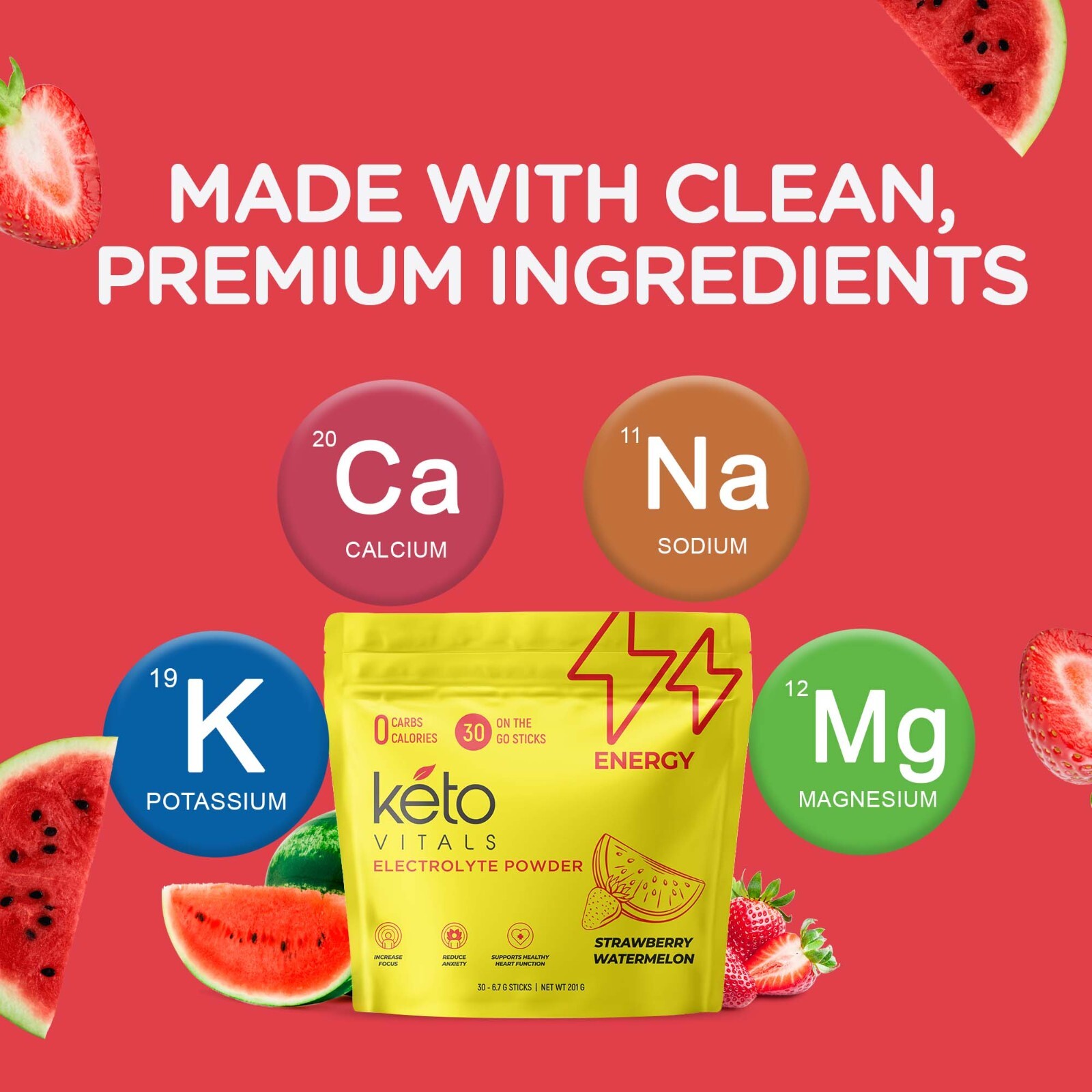 Keto Vitals Electrolyte Energy Drink Powder Packets – Increases Energy – 30 CT