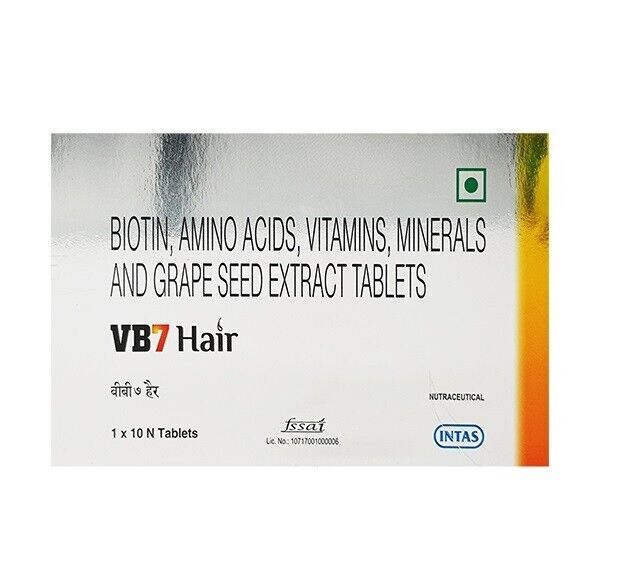 VB7 Hair (30 Tablets) with Biotin Minimize Hair fall, Reverse Greying of Hair