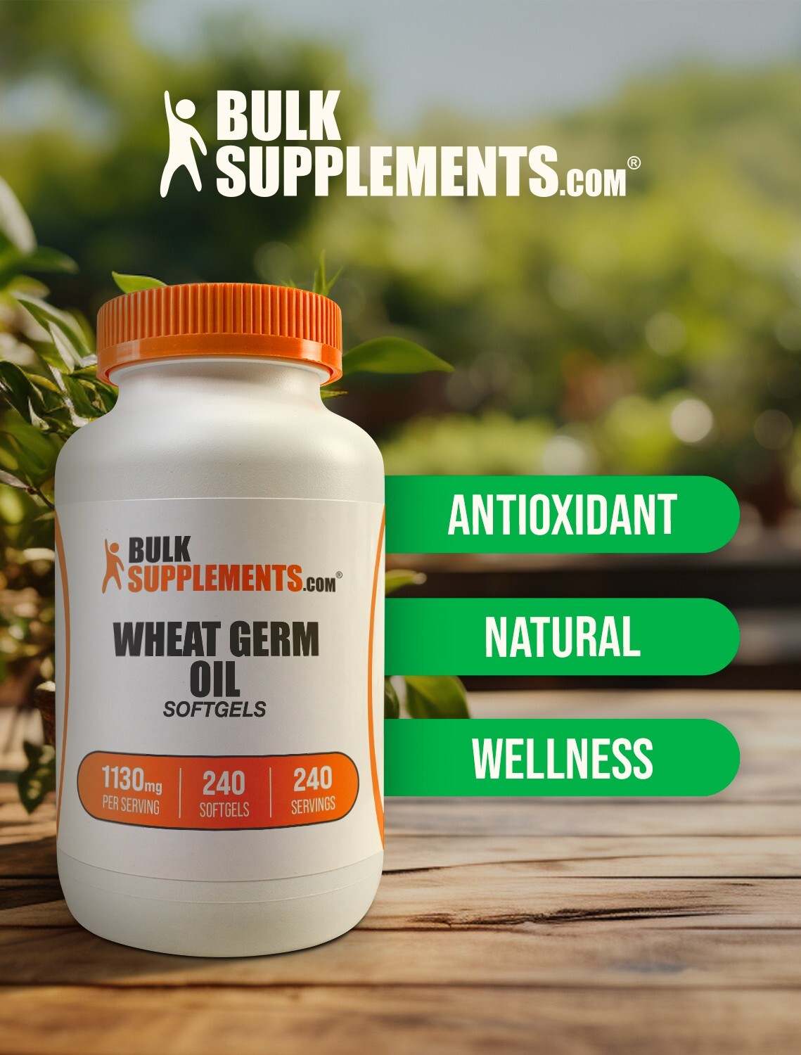 BulkSupplements Wheat Germ Oil 240 Softgels – 1130mg Per Serving