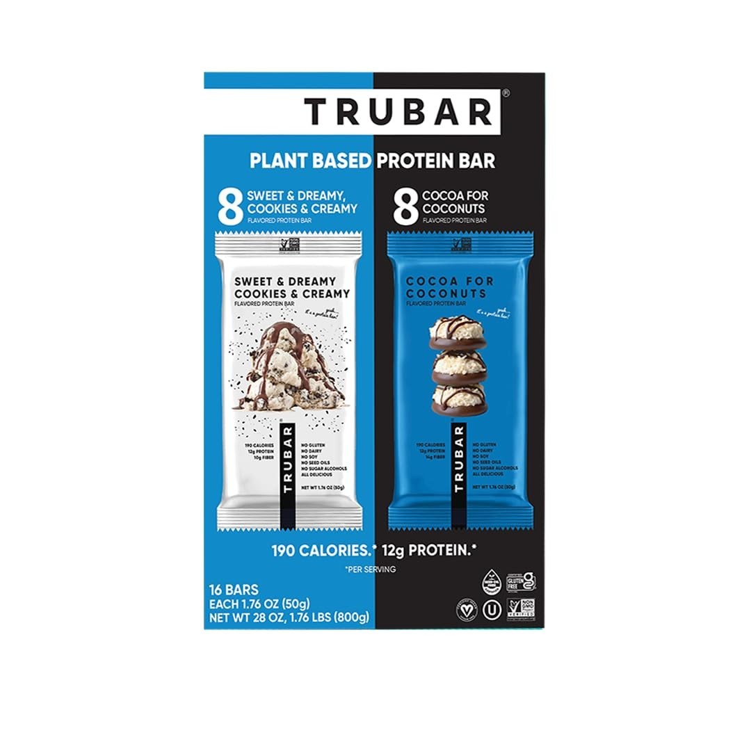 Trubar Protein Bars Cookies Creamy and Cocoa 16 x 1.76 Oz plant based
