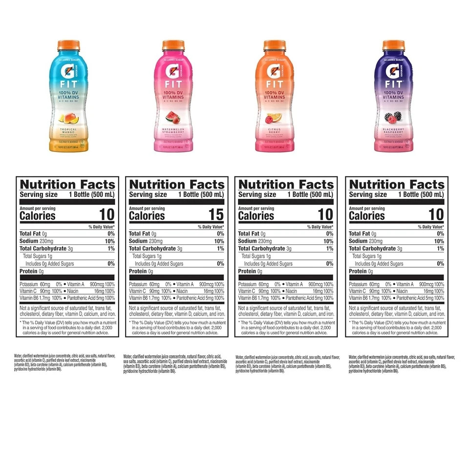 Gatorade Fit Electrolyte Beverage Variety Pack 16.9oz 12 Pack Hydration