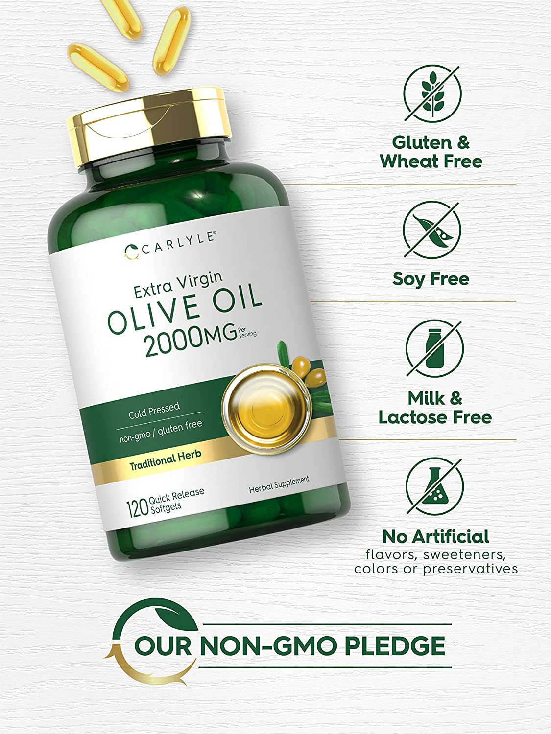 Olive Oil Supplement 2000Mg | 120 Softgels | Cold Pressed Extra Virgin Olive …