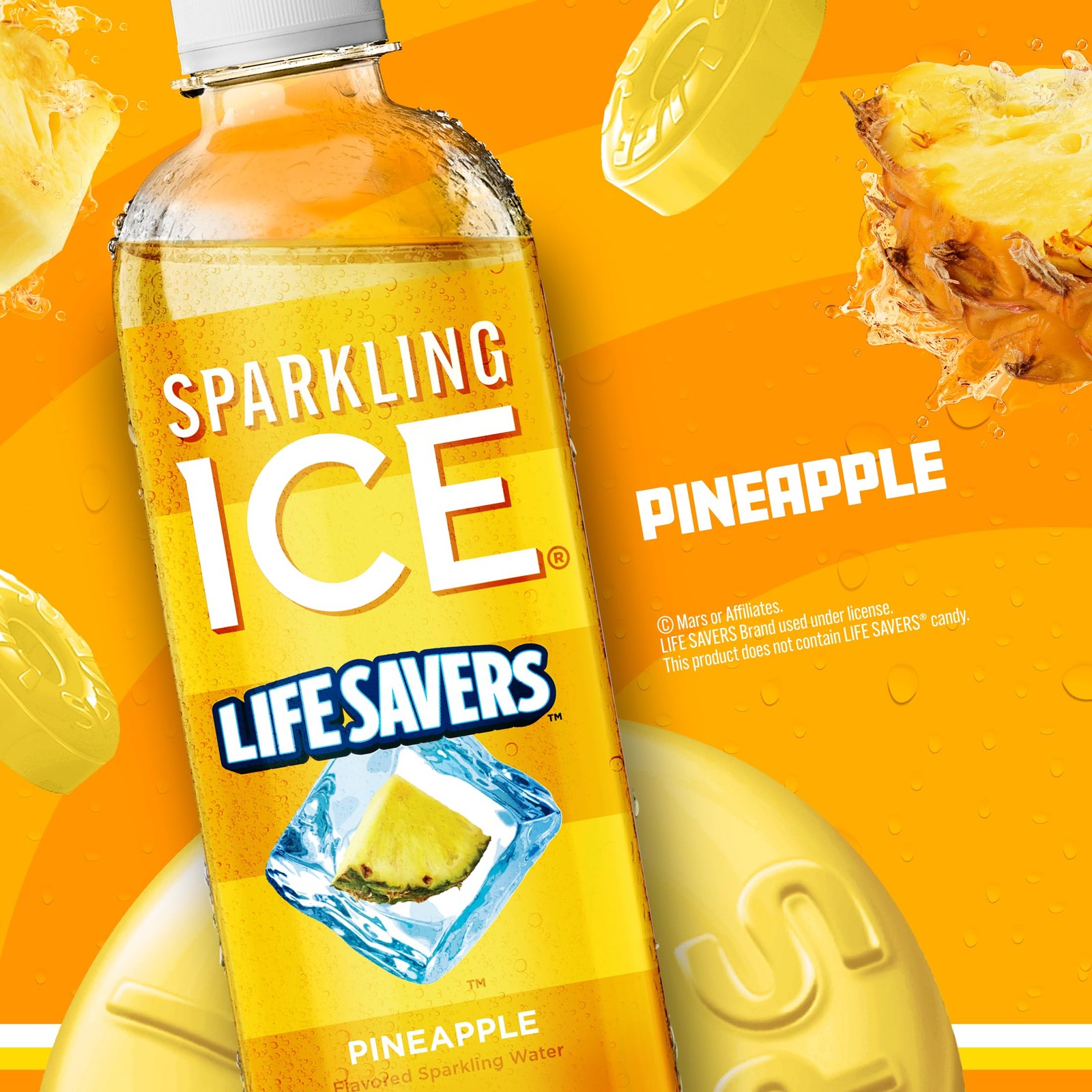 Sparkling Ice LIFESAVERS Pineapple, Zero Sugar Flavored 17 Fl Oz (Pack of 12)