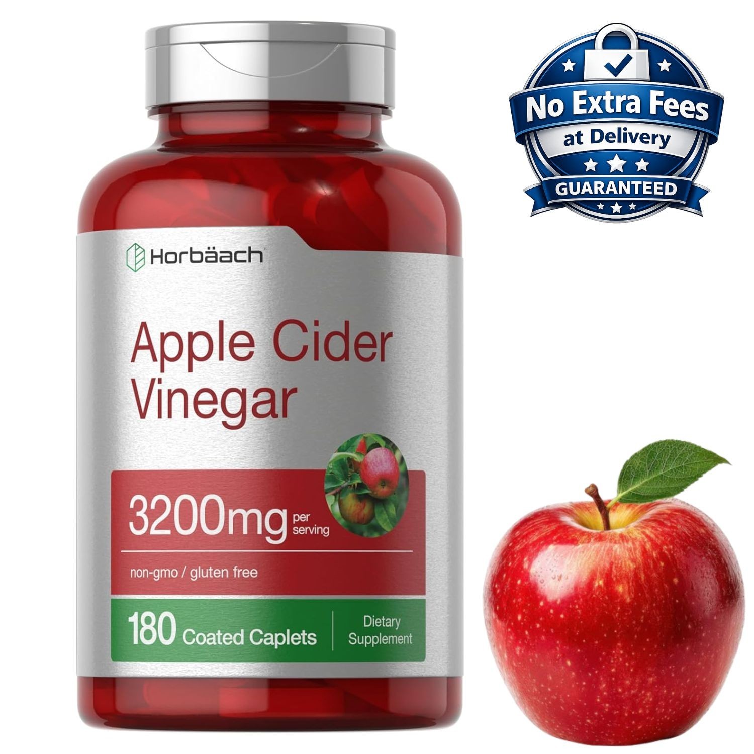 Vinagre de Sidra de Manzana 3200 mg con Calcio Sin OGM Sin Gluten 180 Tabletas