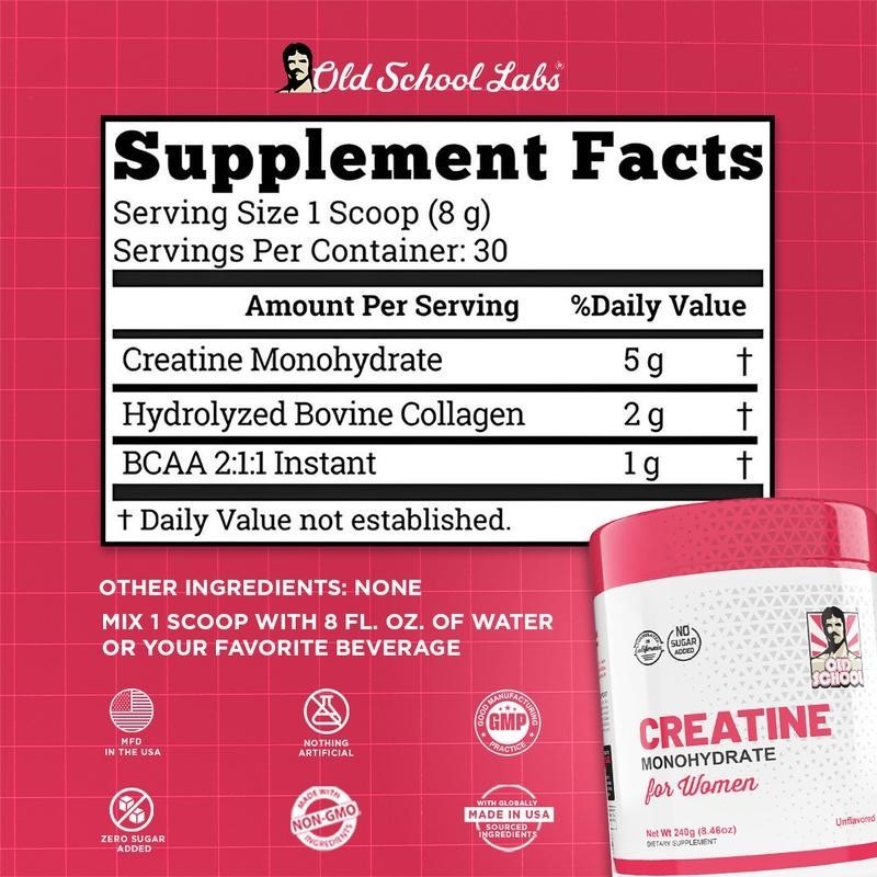 Creatine Monohydrate for Women with Collagen andBCAA’s -Fitness Supplement
