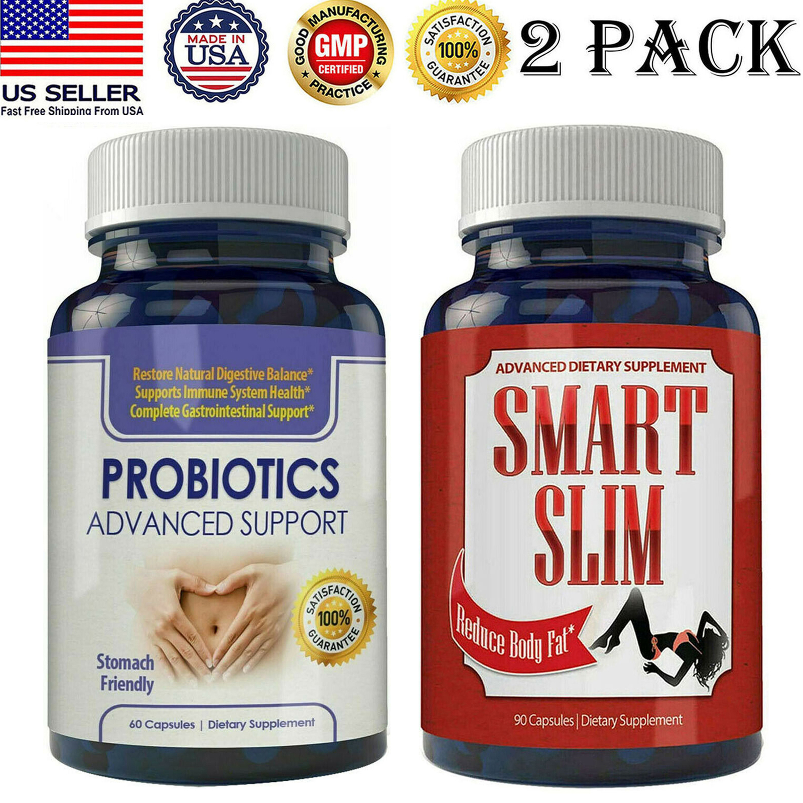Probiotics Digestive Health Immune Support Smart Slim Weight Management 60 Caps