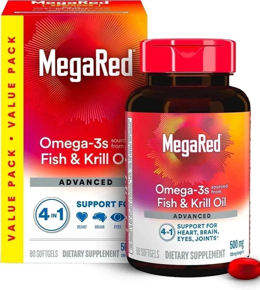 2 Pack – MegaRed Omega-3 Fish Oil + Krill Oil 500mg | 80 Softgel Each Best sale