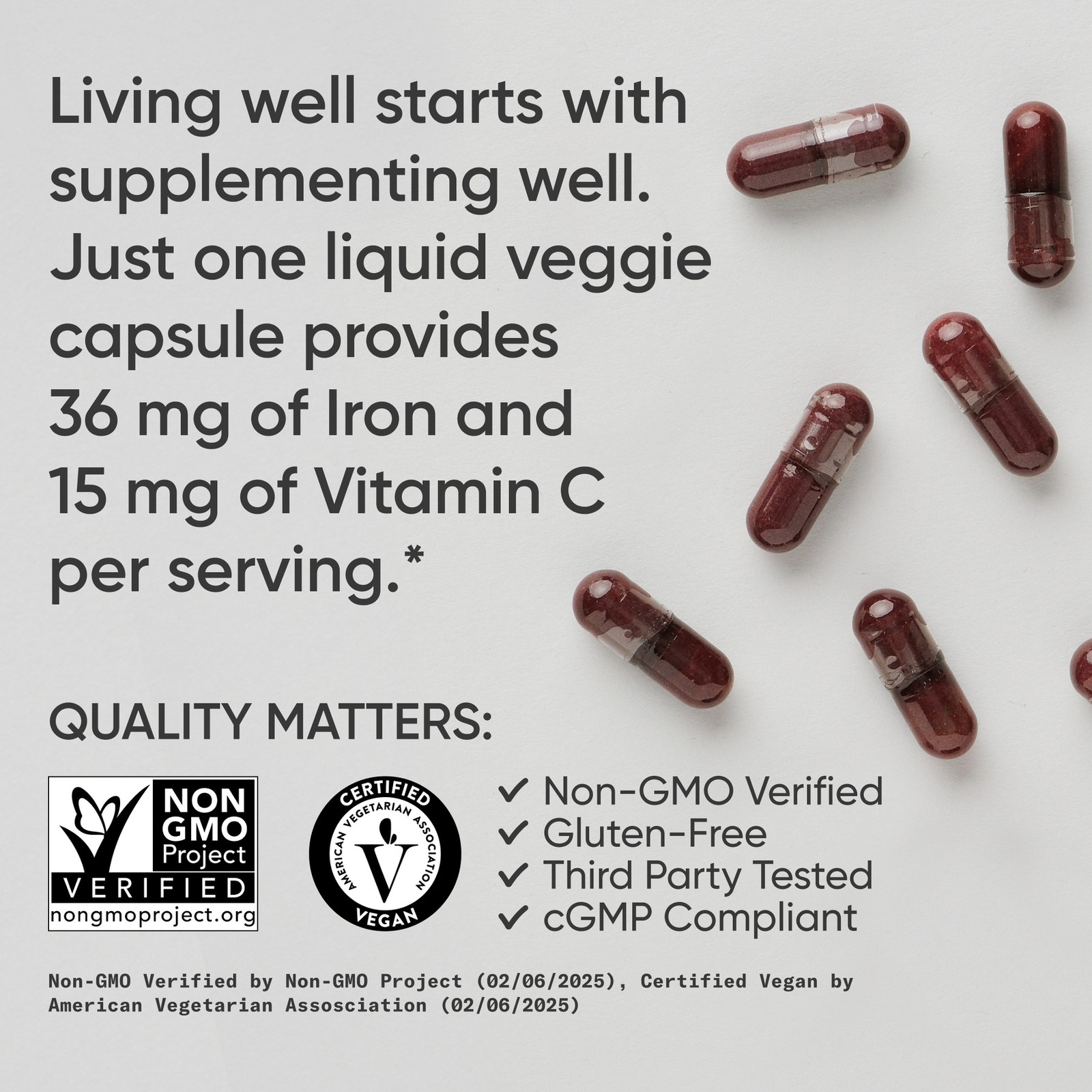 Blood Balance Iron Supplement 36mg + Folate & Vit C Red Blood Cell Support 90 ct
