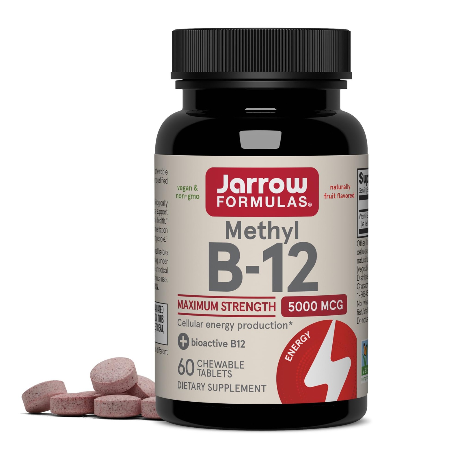 Jarrow Formulas Methyl Vitamin B12 5000 mcg 60 Chewable Tablets, Naturally F…
