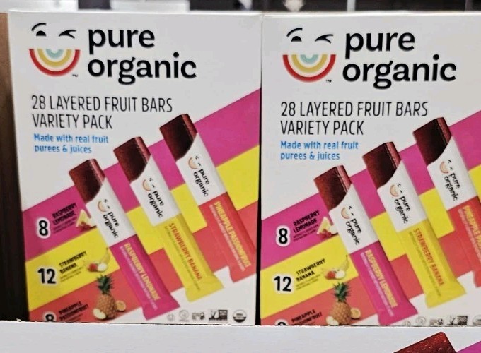 2x Pure Organic Layered Fruit Bars Variety Pack 28-count Organic Bars EXP 12/26