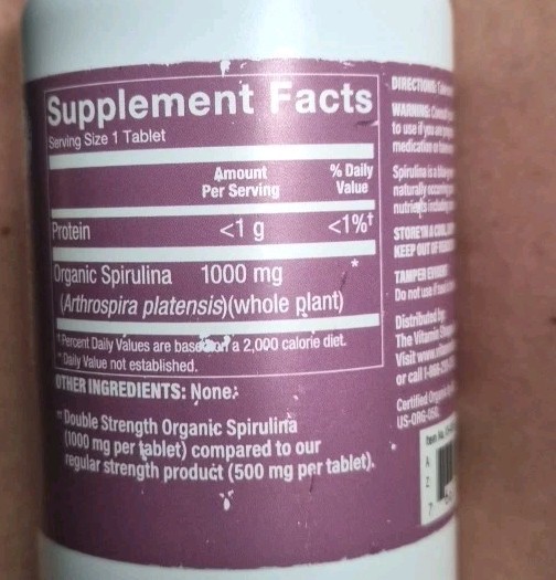 Double Strength Organic Spirulina Microalgae Superfood 1,000MG BB 120 Tabs 12/27