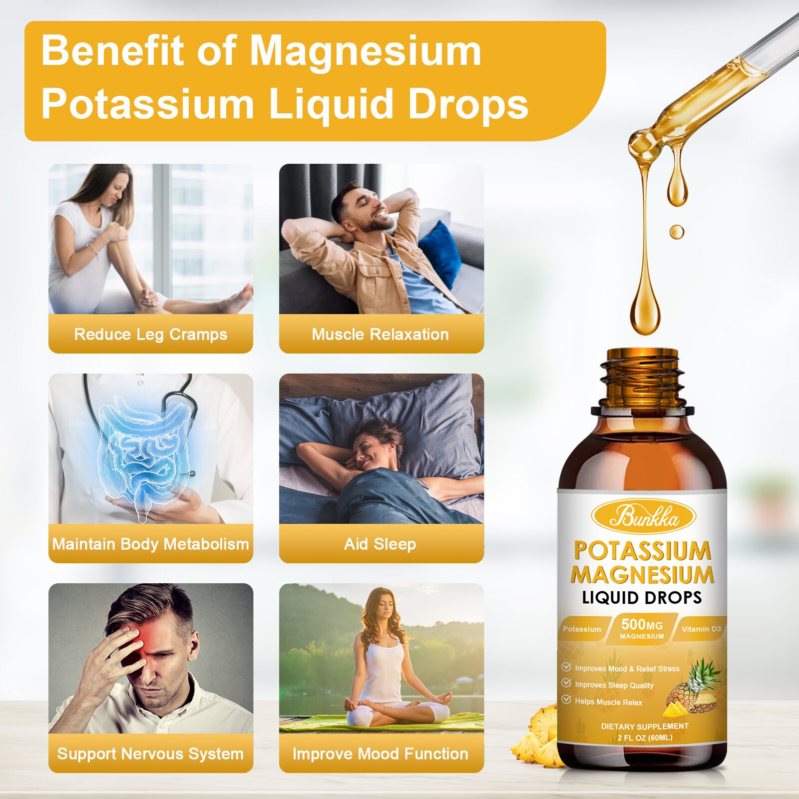 Magnesium Drops Magnesium Glycinate Stress Relief & Total Wellness Support