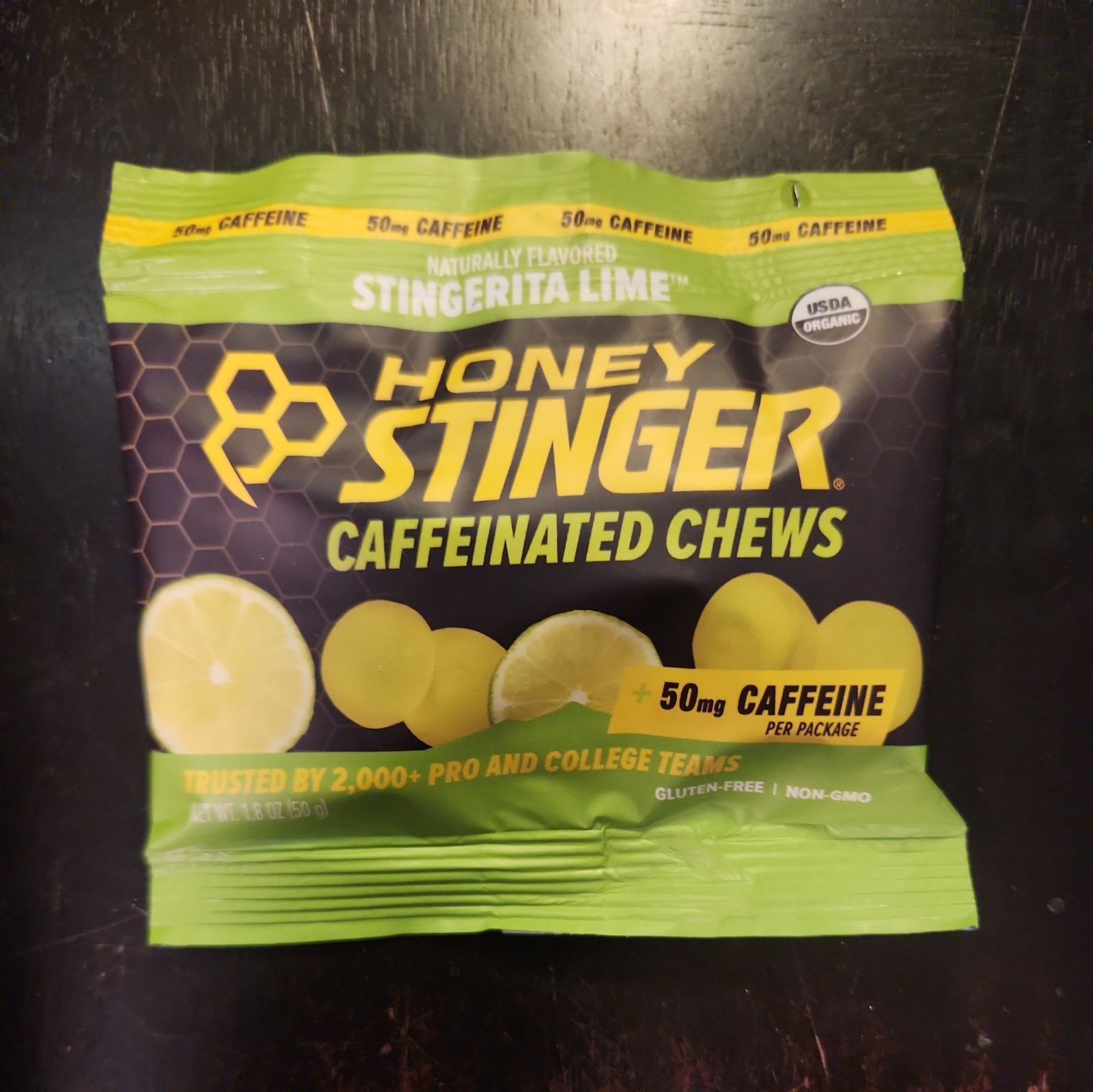 Honey Stinger Energy Chews 1.8oz Stingerita Lime Caffeinated. 1 Box X 12 Chews