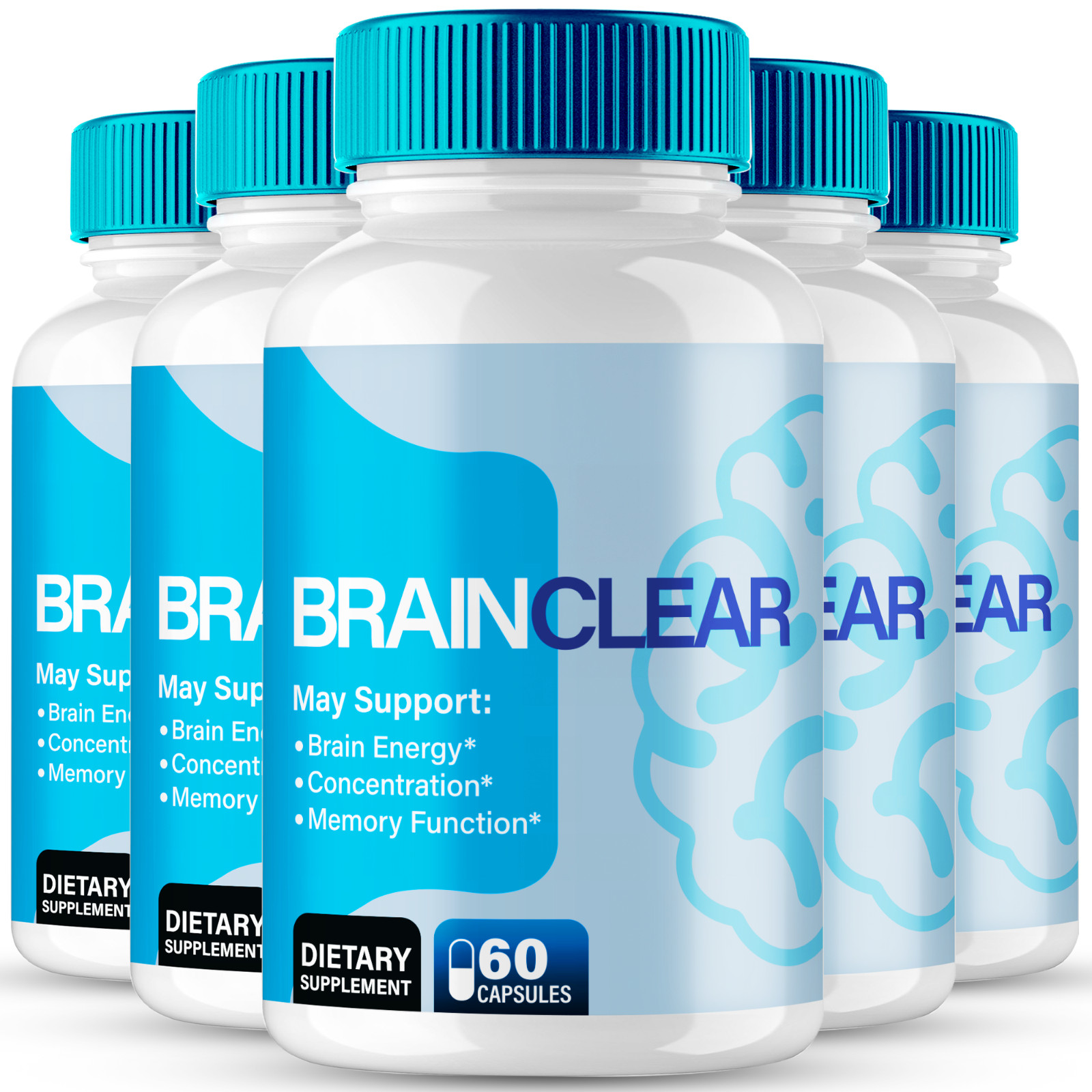 Brain Clear Capsules, Official Brain Health & Memory Support (5 Pack)