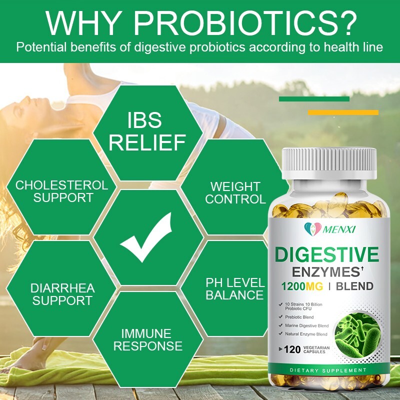 Digestive Enzymes Prebiotic Probiotics Gas, Constipation Bloating Relief 120Caps