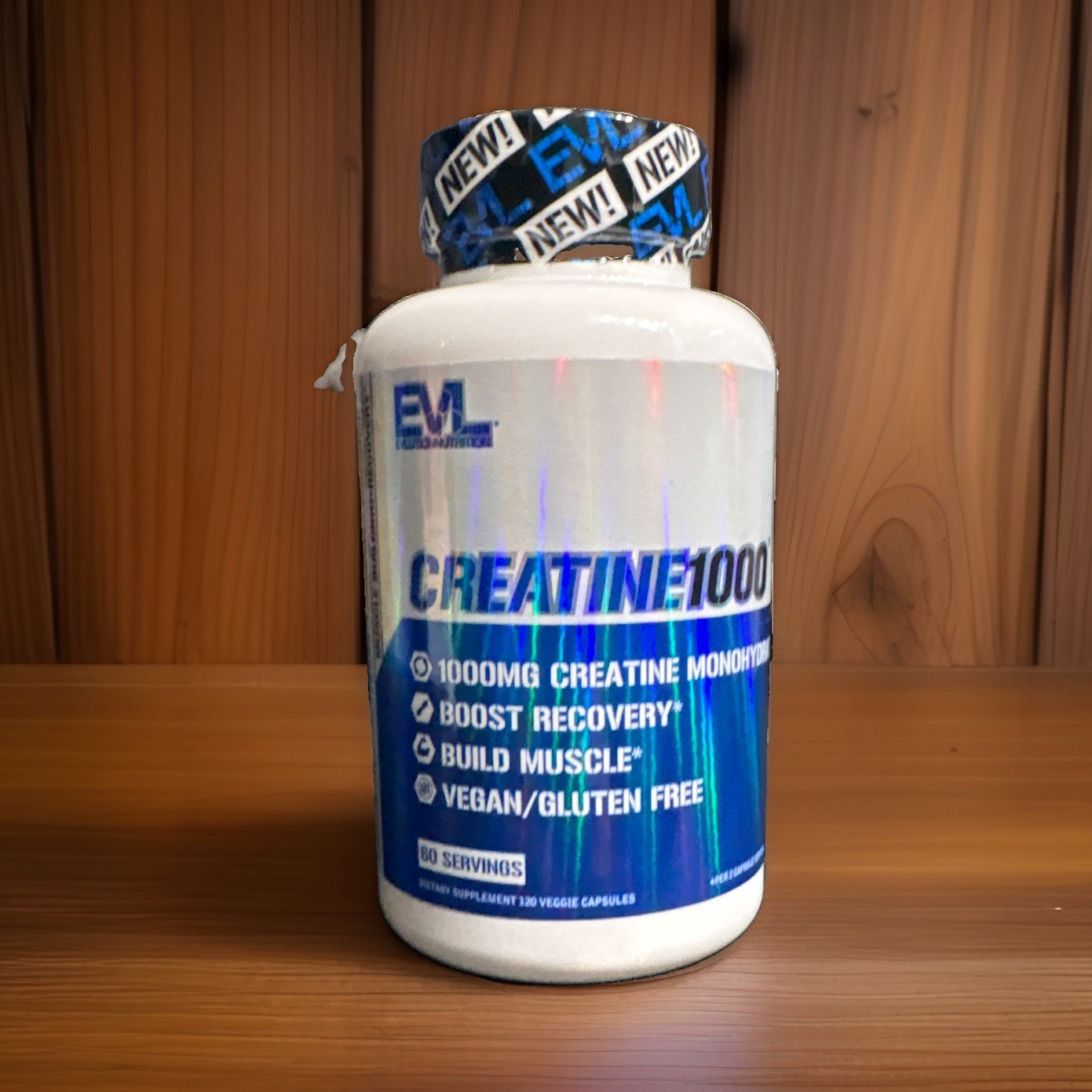 EVL Creatine 1000 1000mg Creatine Monohydrate 120 Vegan Gluten-Free Capsules