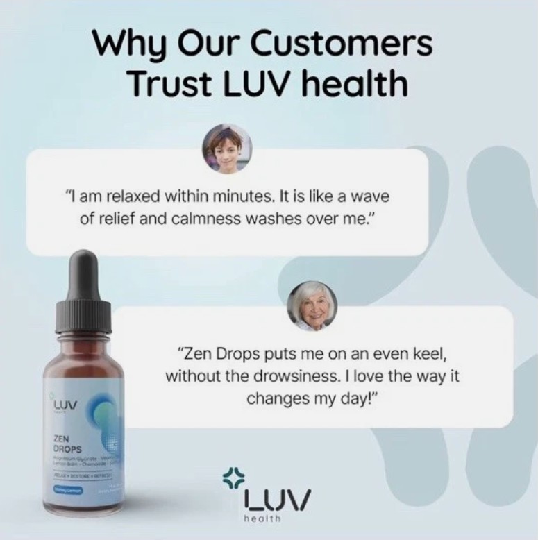 (5 Pack) LUV Zen Drops Stress Support with Magnesium Glycinate and Lemon [USA]