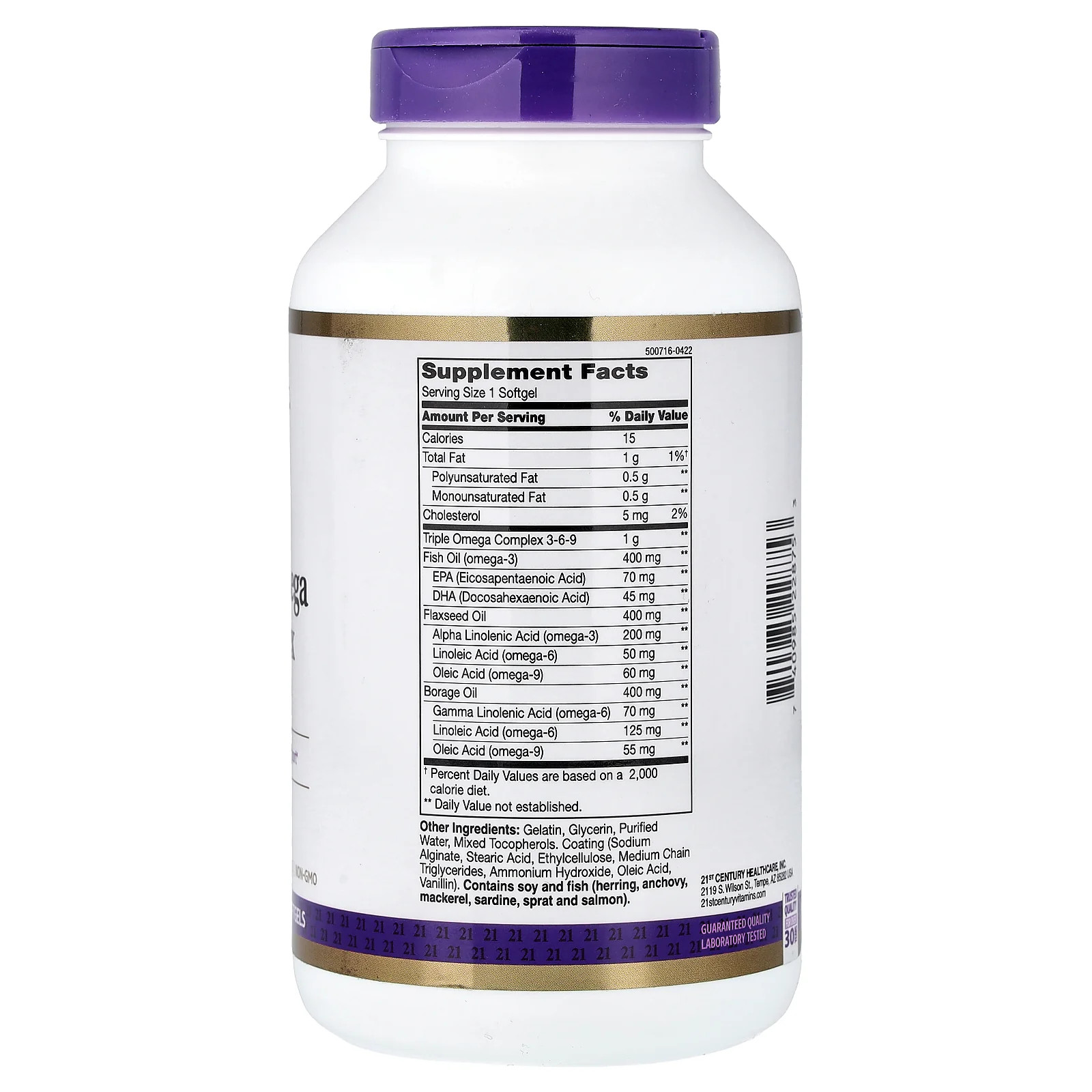 2 X 21st Century, Triple Omega Complex 3-6-9, 180 Enteric Coated Softgels