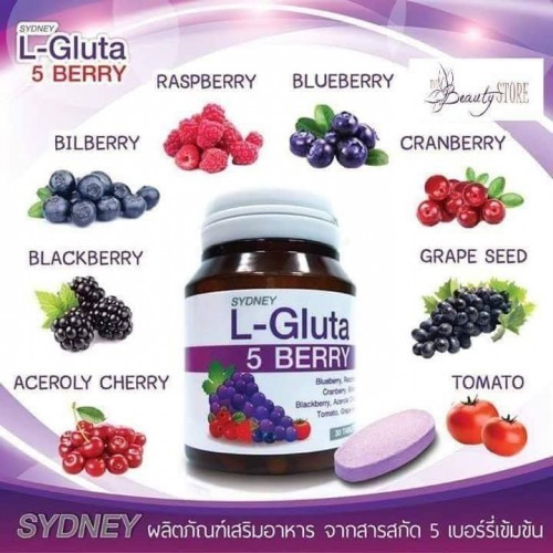 8X L-Gluta 5 Berry Whitening Skin Anti-Aging Reduce Acne Scar & Dark Spot