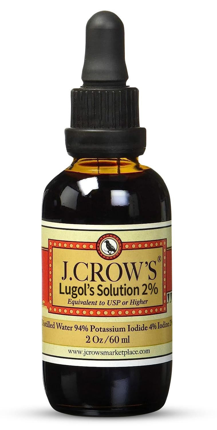 J.CROW’S Lugol’s Iodine 2% Solution 2 oz Bottle Potassium Iodide Drops
