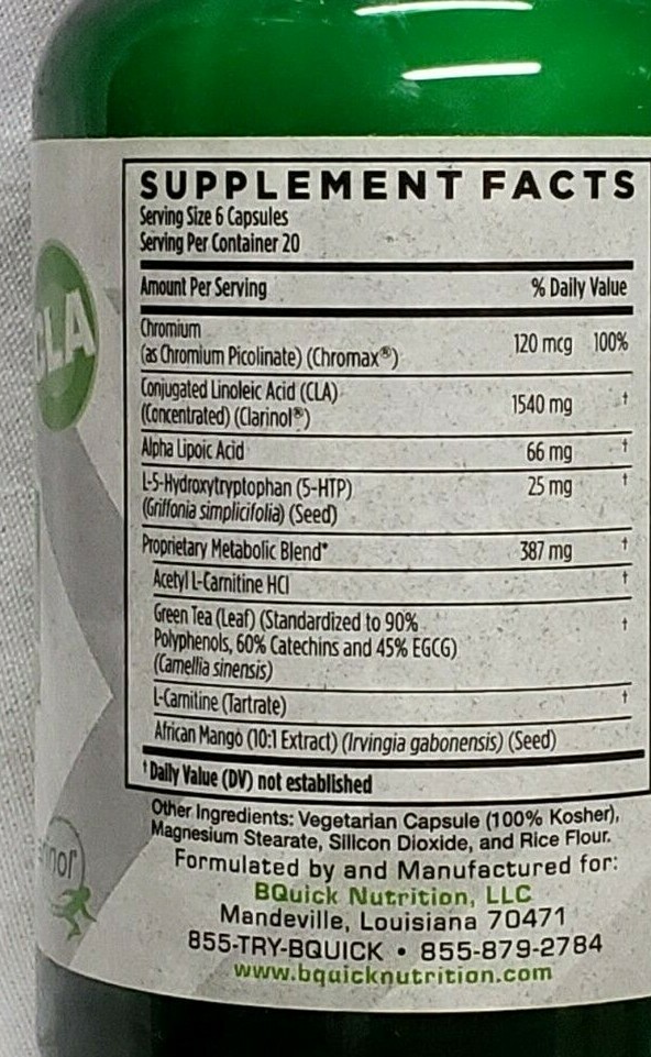 BQuick Nutrition – LEAN – Weight Management Formula – 120 Caps – Exp 4/2025