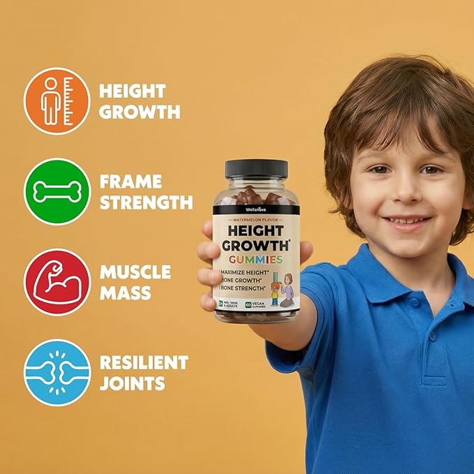 Height Growth Gummies | Kids Teen Vitamin Calcium, Magnesium Glycinate 60 Count