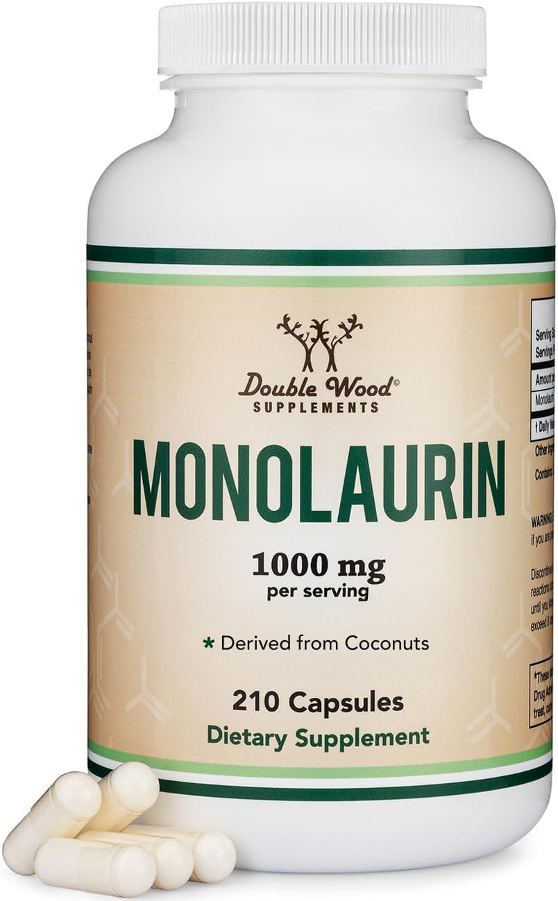 Monolaurin Immune Support Supplement 1,000mg per Serving, 210 Capsules (Vegan Sa