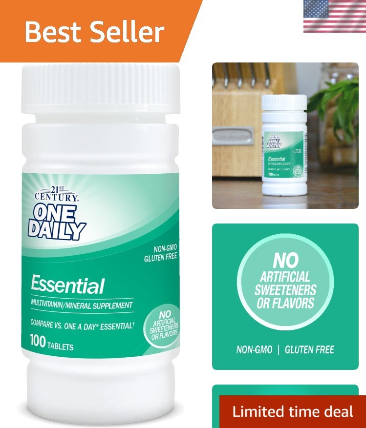 Essential Daily Health Multivitamin Tablets – 100 Count, No Artificial Additives