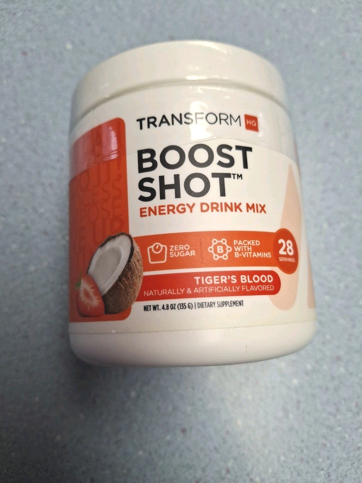 TransformHQ Boost Shot Energy Drink Mix Strawberry Coconut 28 Serving B Vitamins
