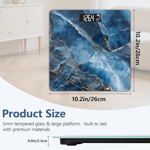 Digital Bathroom Scale Body Weight High Precision 0.1lb LED Step-on 400lb Blue